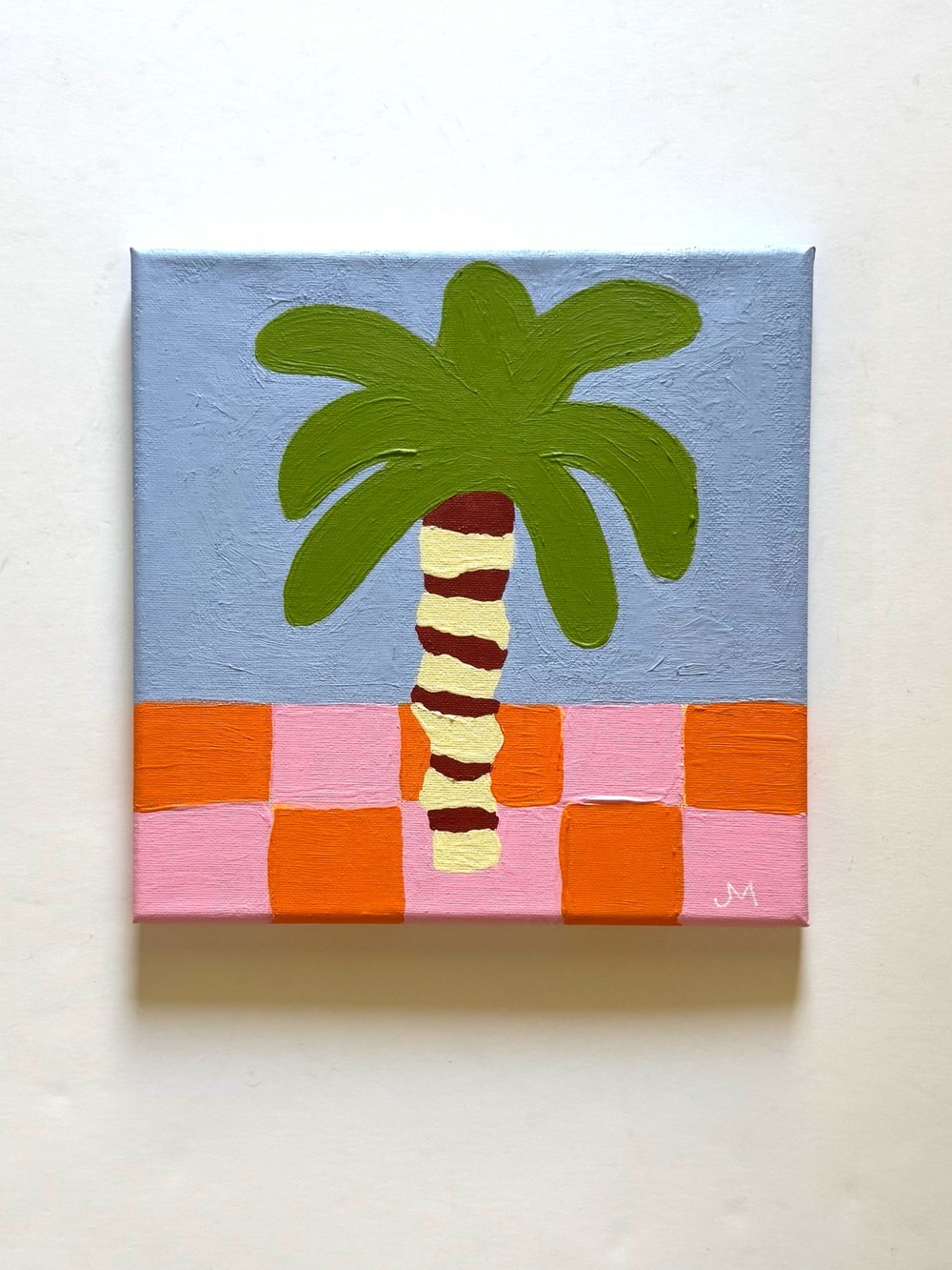 Palm Tree Wall Art - Blue, Green & Pink
